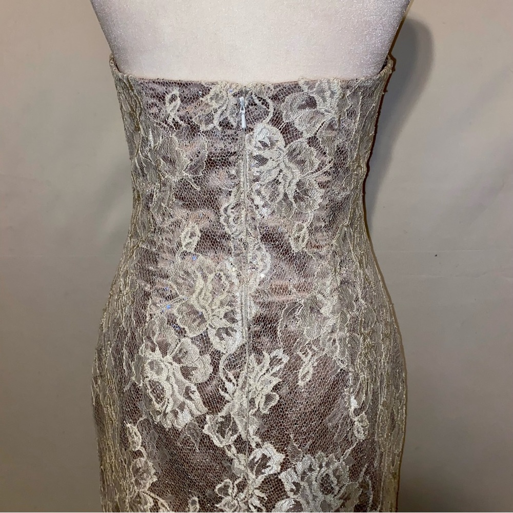 Jessica McClintock White Beaded Cocktail Mini Dress - Picture 8 of 9